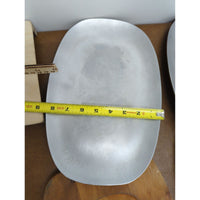 Set Of 2 Aluminum & Wood Serving Platters Oval 13"x10" Modern Rustic Style