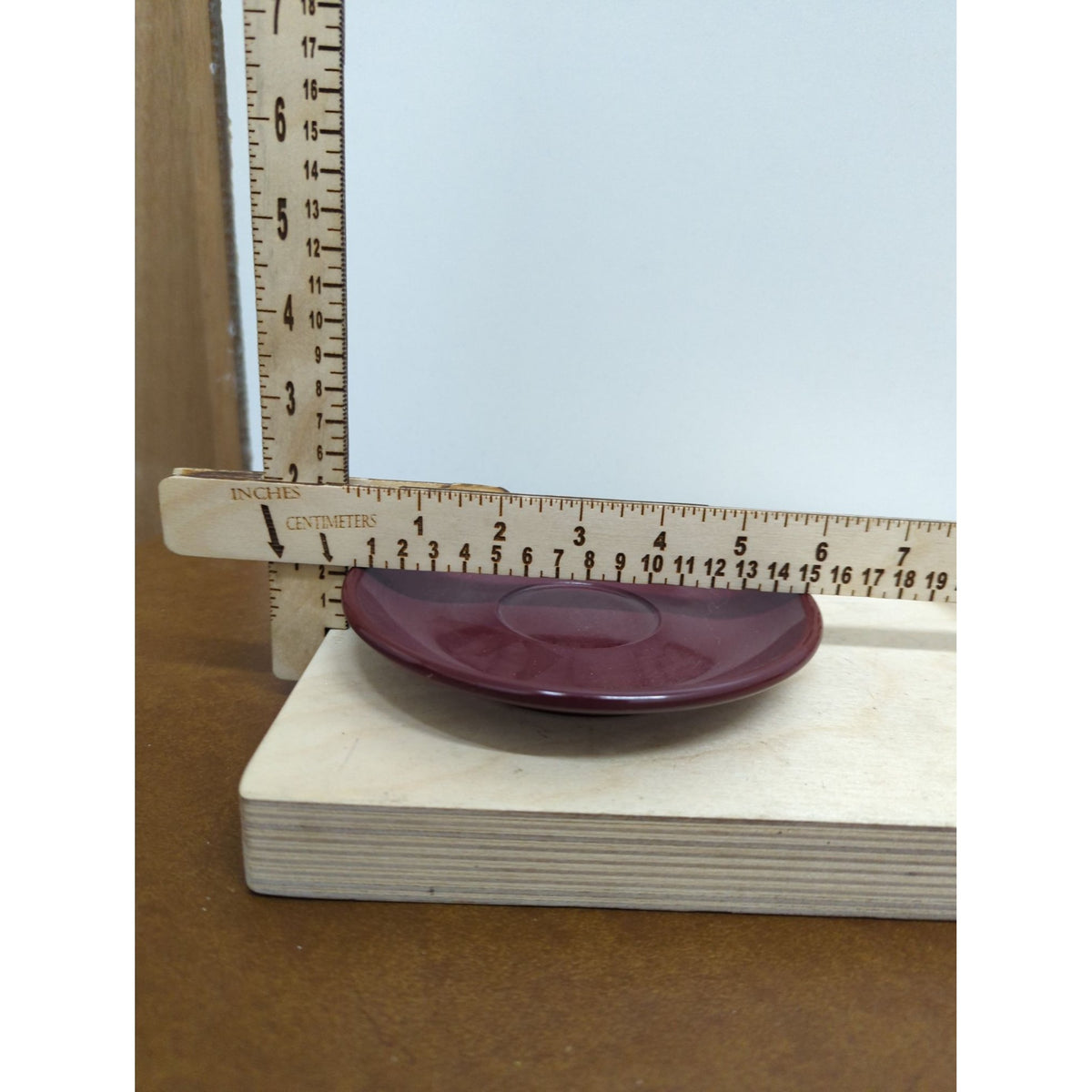 Set Of 4 Burgundy Plastic Teacups & Saucers Lightweight & Durable Mid-Century Modern Style