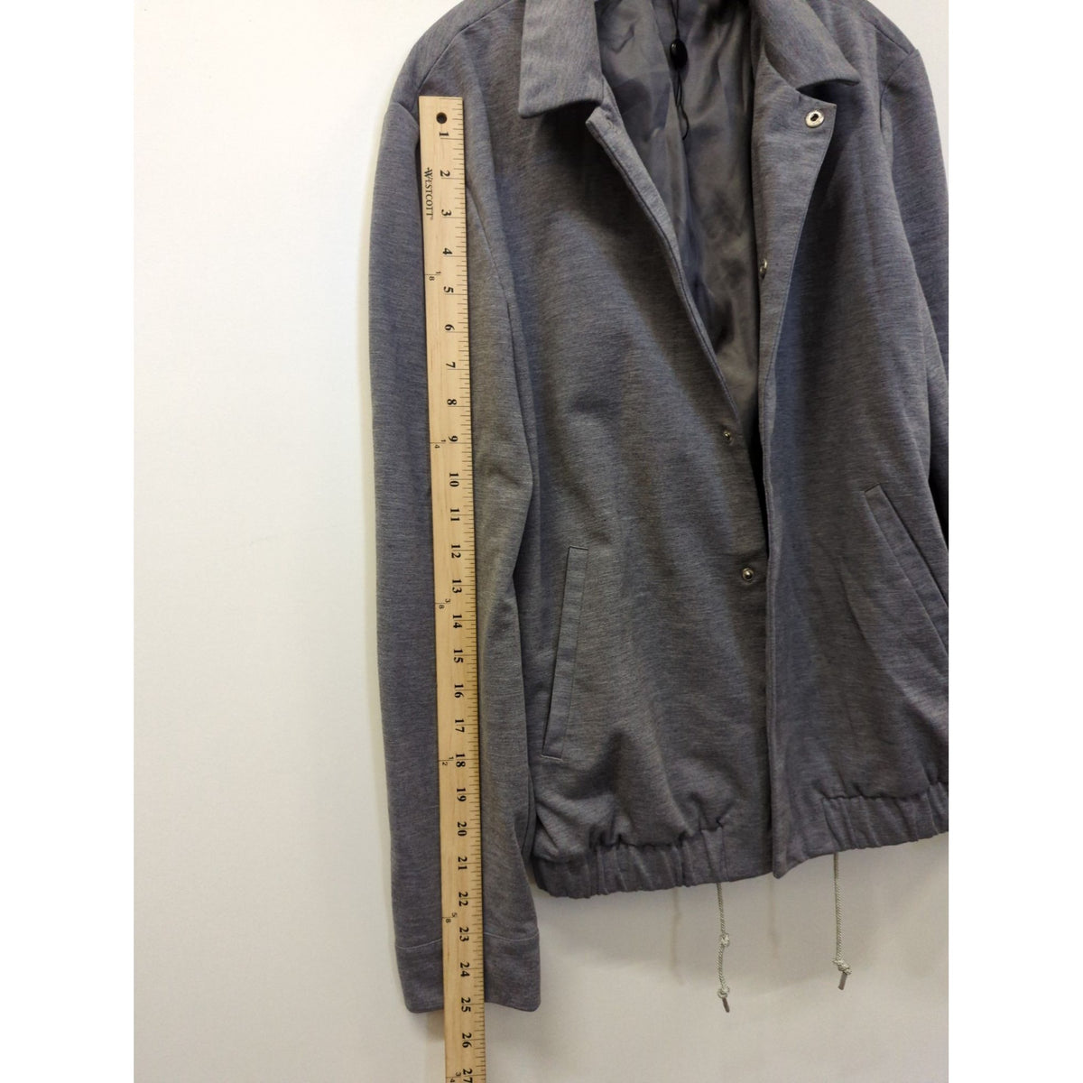 Topman Gray Lightweight Jacket With Drawstring Hem & Pockets Mens Size 36 Made In China