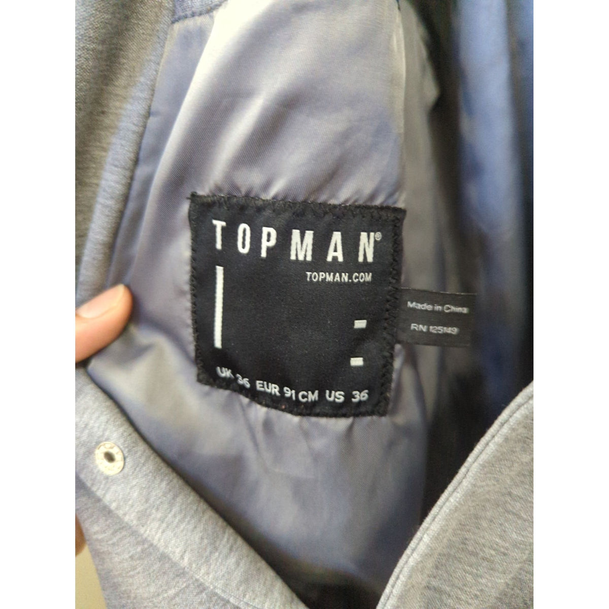 Topman Gray Lightweight Jacket With Drawstring Hem & Pockets Mens Size 36 Made In China