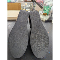 Black Leather & Stretch Fabric Ankle Boots With Pull Tabs & Textured Soles Size 7.5 Made In Korea