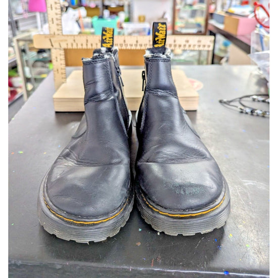Dr. Martens Black Leather Polka Dot Lined Chelsea Boots Size US 5