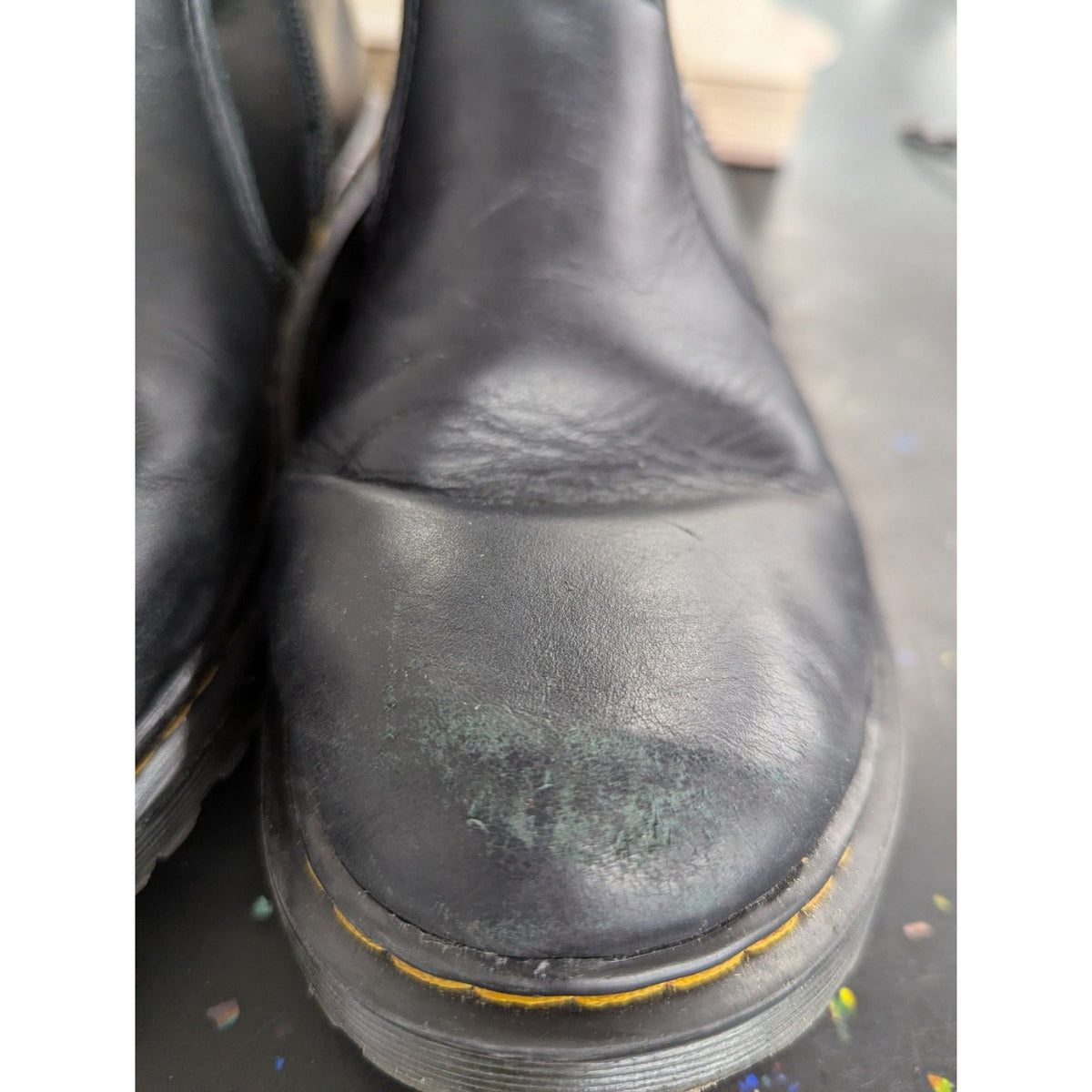 Dr. Martens Black Leather Polka Dot Lined Chelsea Boots Size US 5