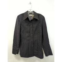 Ann Taylor Womens Wool Blazer Jacket Size 4 Charcoal Gray Button Front Long Sleeve