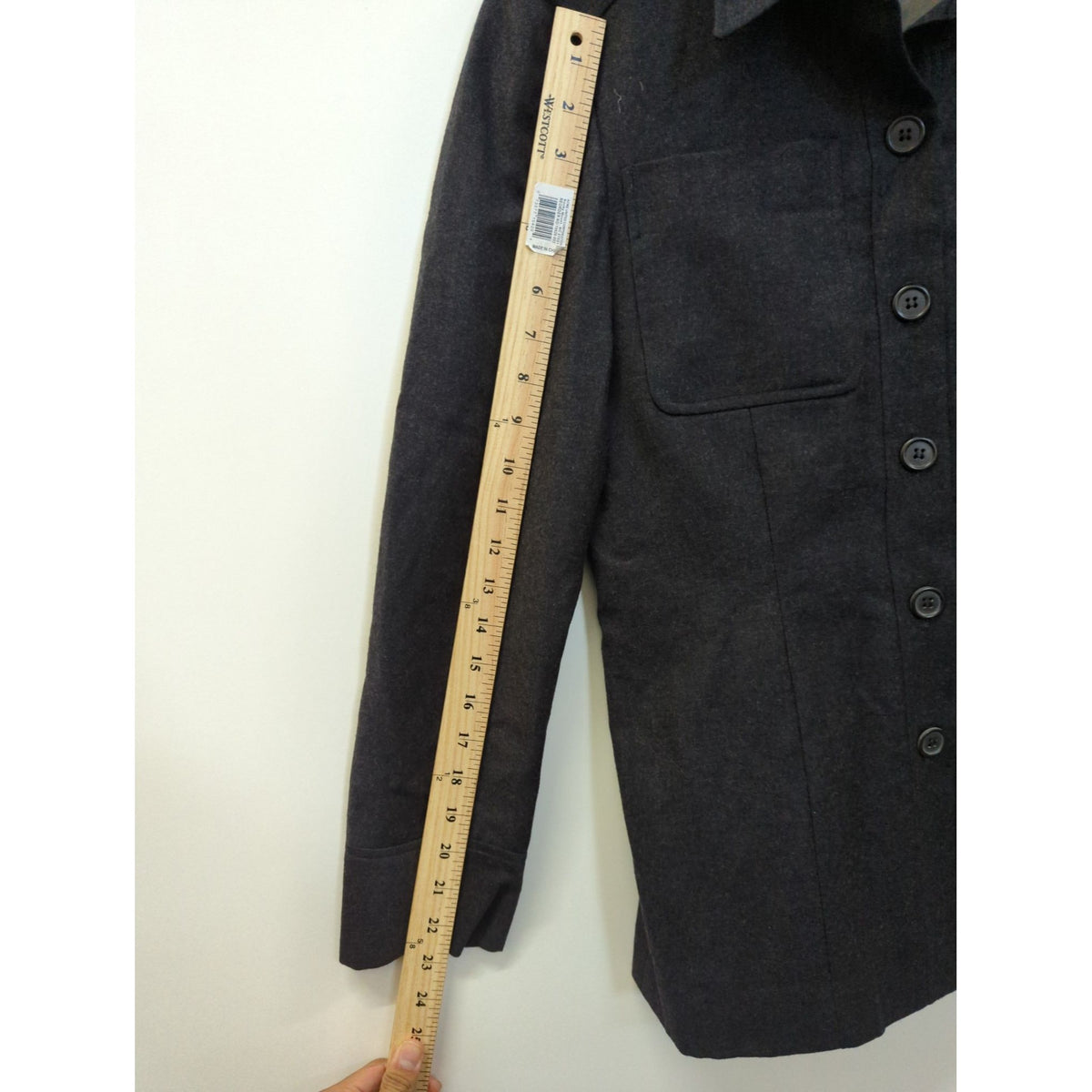Ann Taylor Womens Wool Blazer Jacket Size 4 Charcoal Gray Button Front Long Sleeve