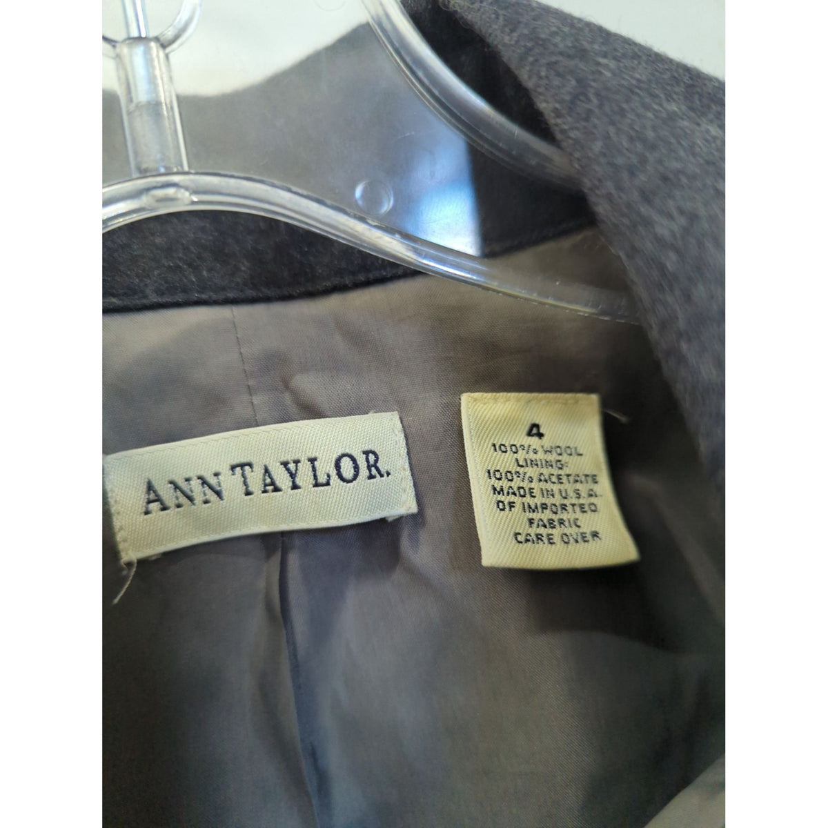 Ann Taylor Womens Wool Blazer Jacket Size 4 Charcoal Gray Button Front Long Sleeve