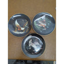 Set Of 3 Wildlife Artist Norman Rockwell Collector Plates With Gold Trim 8-Inch Diameter