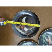 Set Of 3 Wildlife Artist Norman Rockwell Collector Plates With Gold Trim 8-Inch Diameter