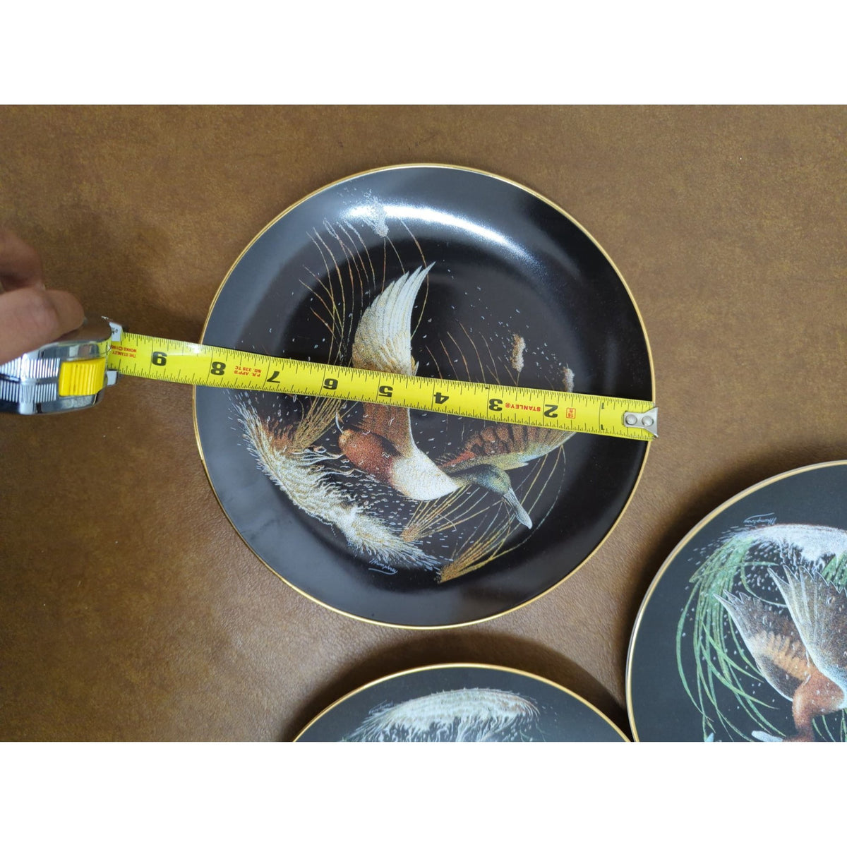 Set Of 3 Wildlife Artist Norman Rockwell Collector Plates With Gold Trim 8-Inch Diameter