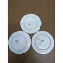 Vintage Hand-Painted Floral Ceramic Plates Set Of 3 Scalloped Edges Made In Italy Approx. 7 Inches Each