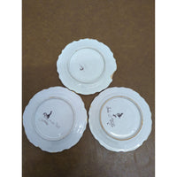 Vintage Hand-Painted Floral Ceramic Plates Set Of 3 Scalloped Edges Made In Italy Approx. 7 Inches Each