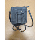Black Leather Crossbody Bag With Adjustable Strap & Front Pocket