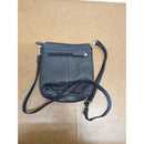 Black Leather Crossbody Bag With Adjustable Strap & Front Pocket