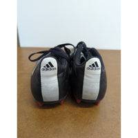 Adidas Black Soccer Cleats With White Stripes & Red Studs Size 7.5 Comfortable Fit For Firm Ground Play