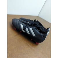 Adidas Black Soccer Cleats With White Stripes & Red Studs Size 7.5 Comfortable Fit For Firm Ground Play