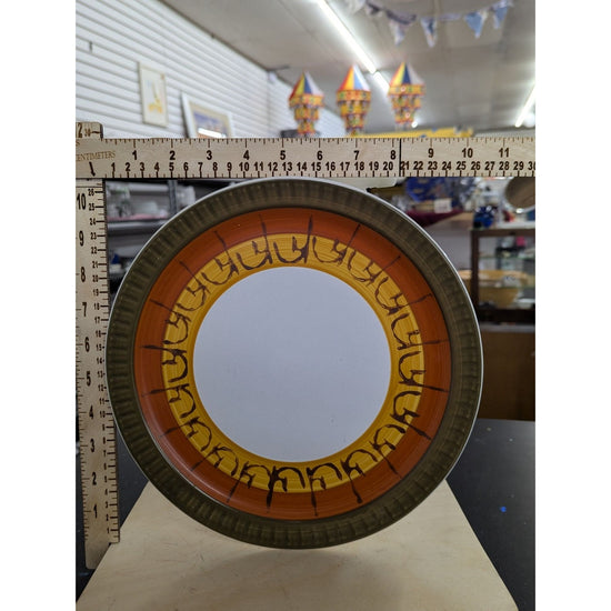 Vernon Kilns Stoneware Galaxy Dinner Plate With Orange & Yellow Pattern