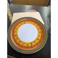 Vernon Kilns Stoneware Galaxy Dinner Plate With Orange & Yellow Pattern
