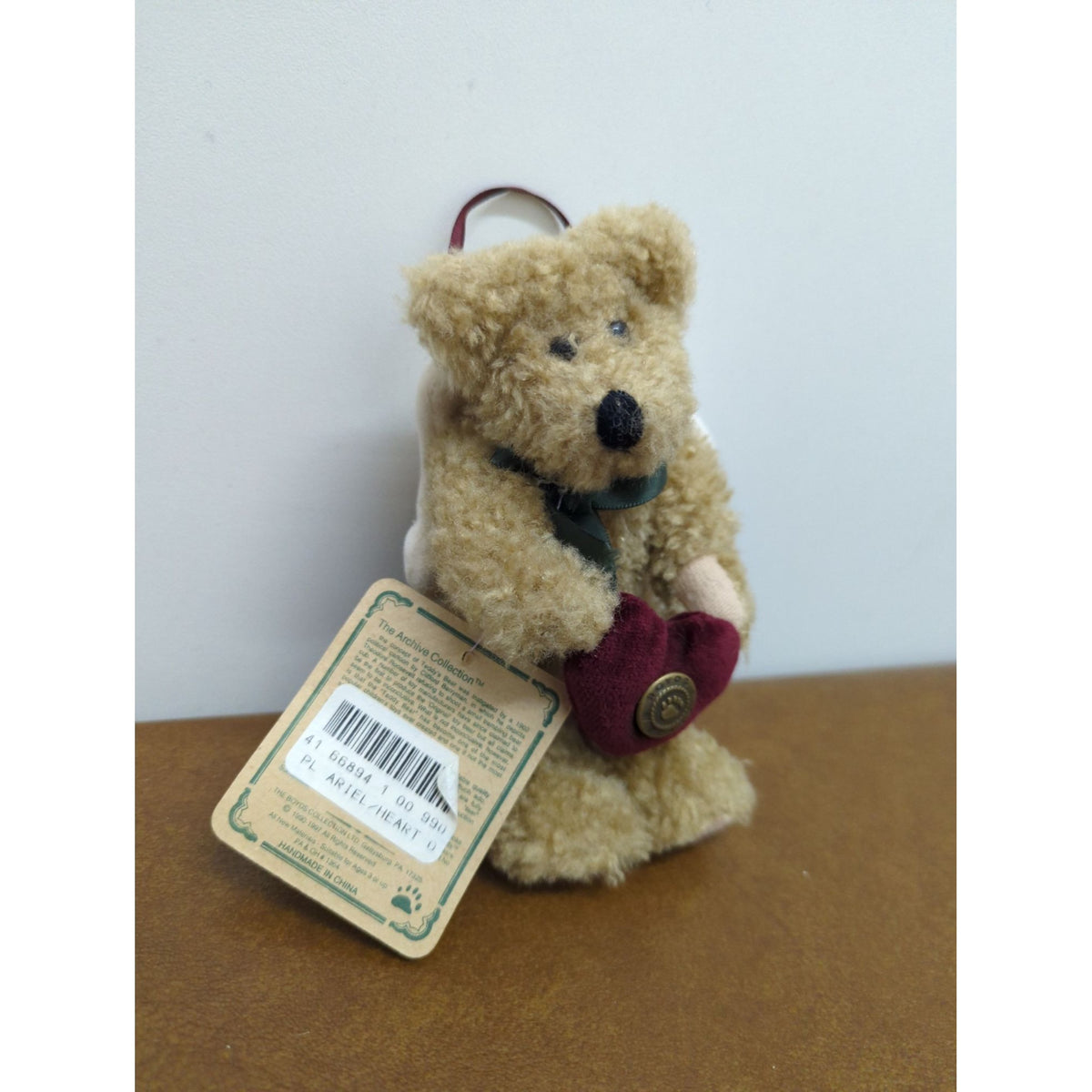 Boyds Archive Collection Ariel Bear Ornament With Heart 1990-1997 Handmade Plush 5 Inches