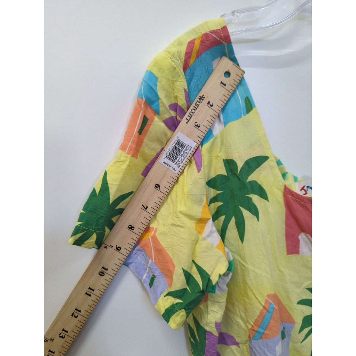 Jams World Tropical Print Yellow Button-Front Short Sleeve Dress Size M
