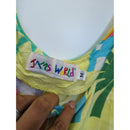 Jams World Tropical Print Yellow Button-Front Short Sleeve Dress Size M