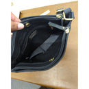 Black Leather Crossbody Bag With Adjustable Strap & Multiple Zipper Pockets By Great American Leather Works