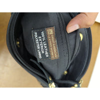 Black Leather Crossbody Bag With Adjustable Strap & Multiple Zipper Pockets By Great American Leather Works