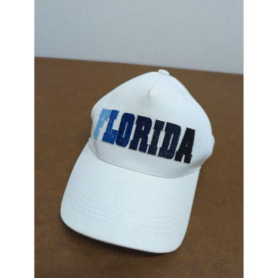 Florida Embroidered White Baseball Cap By Robin Ruth Adjustable Strap 100% Cotton
