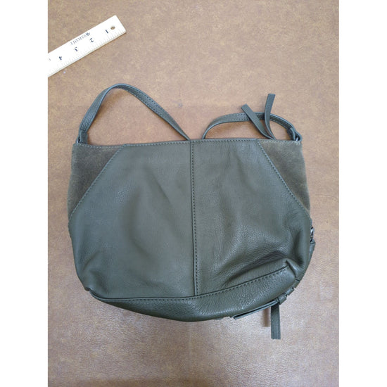 Vince Camuto Army Green Leather Crossbody Bag With Suede Accents & Adjustable Strap