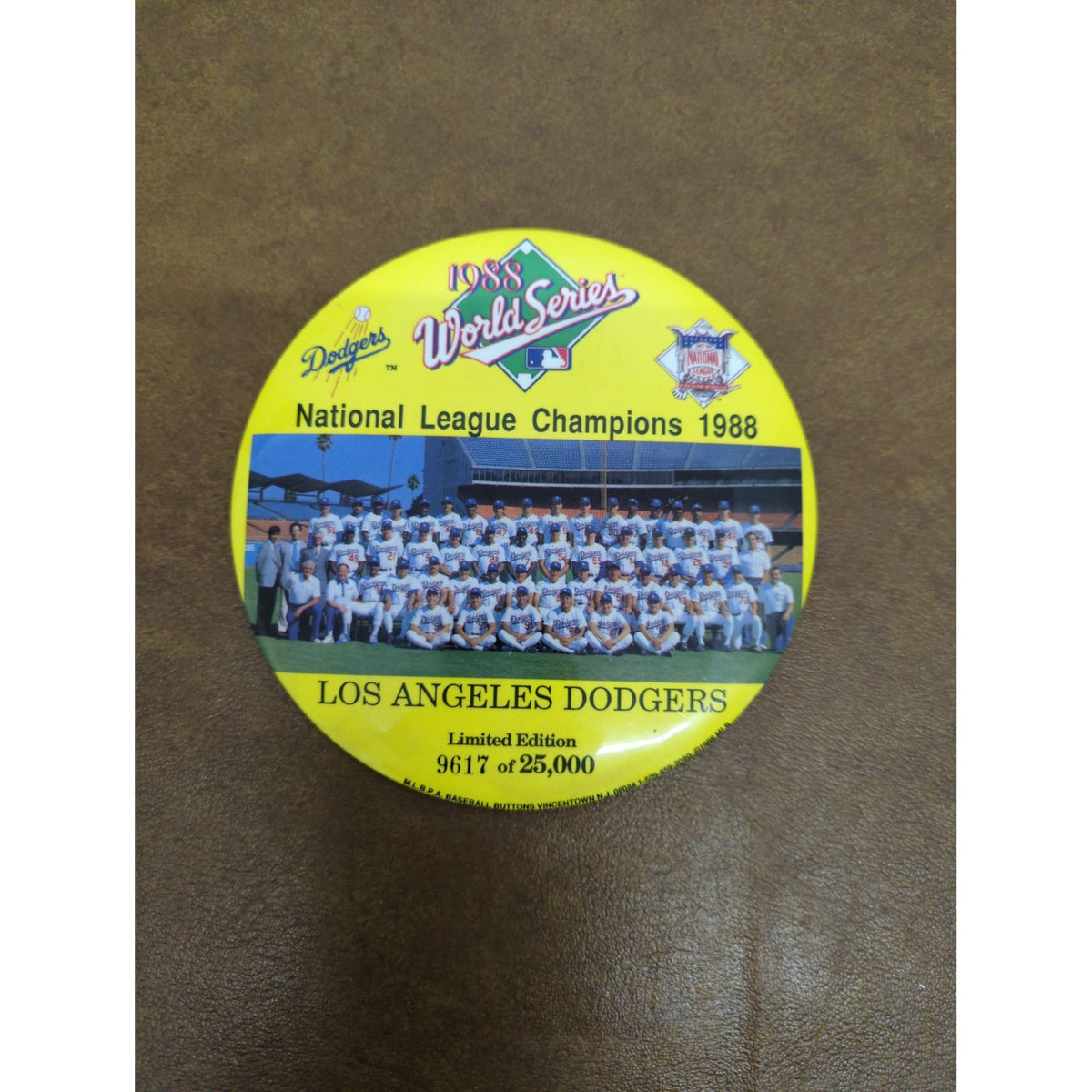 1988 Los Angeles Dodgers National League Champions Limited Edition Pinback Button 9617 Of 25000 6" Diameter