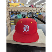 Red Snapback Hat With Embroidered "D" Logo & Yellow Accents Adjustable Fit