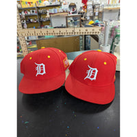 Red Snapback Hat With Embroidered "D" Logo & Yellow Accents Adjustable Fit