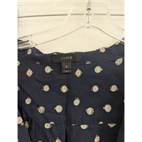 J.Crew Navy Long-Sleeve Button-Up Blouse With Pocket Watch Print