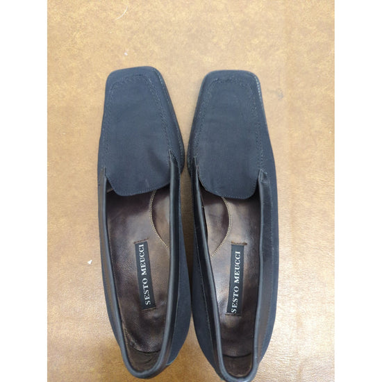 Sesto Meucci Black Slip-On Loafers Womens Size 8M Made In Italy Elegant Style