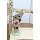 Vintage Ceramic Floral Vase Pair Pale Green Pink Rose Accent