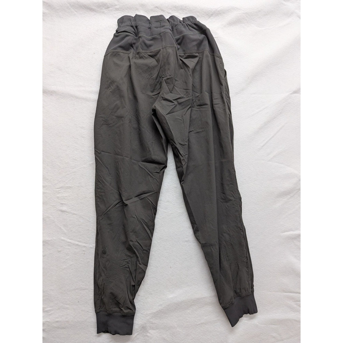 Charcoal Gray Ribbed Athletic Jogger Pants Lightweight Performance Wear
