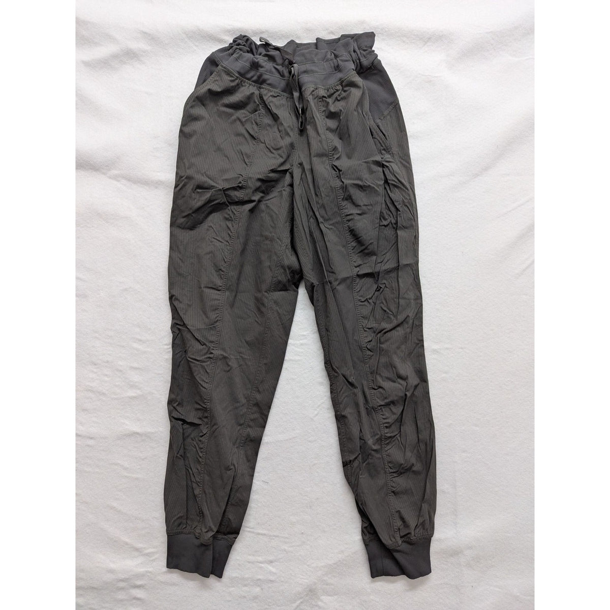 Charcoal Gray Ribbed Athletic Jogger Pants Lightweight Performance Wear
