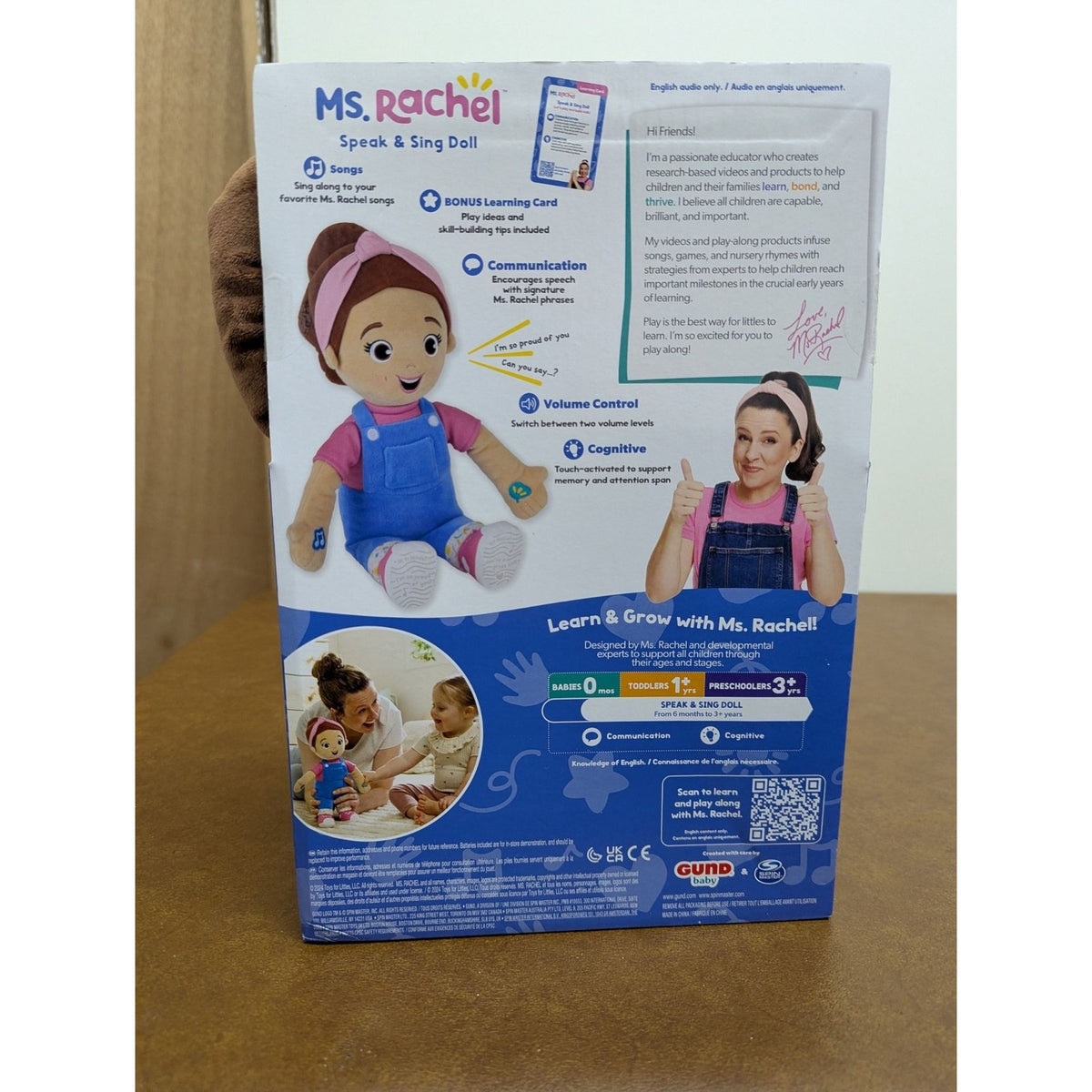 Ms. Rachel Speak & Sing Doll With 20+ Phrases & Songs Educational Toy For Ages 6