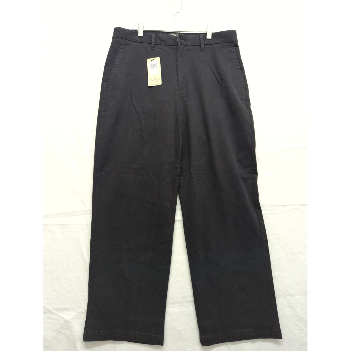 Dockers Mens 32x27 Black Weekend Chino High Straight Ankle Pants WaterLess Stretch