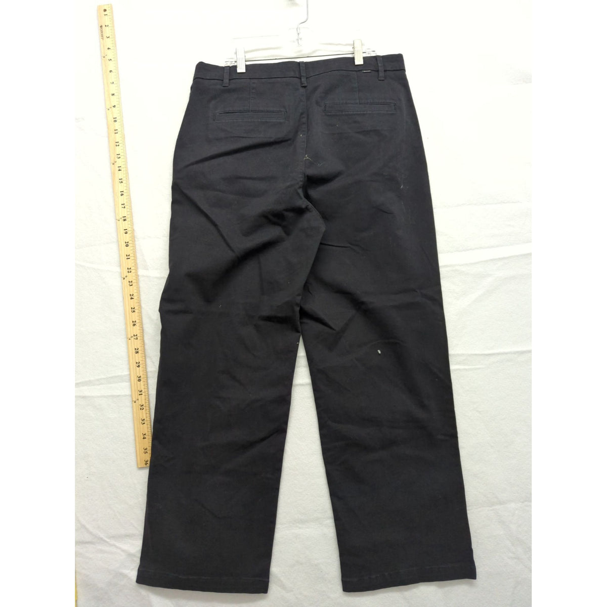 Dockers Mens 32x27 Black Weekend Chino High Straight Ankle Pants WaterLess Stretch