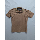 Vintage MC Authentic Brand Mens Polo Shirt XL Striped Brown & Beige 100% Combed