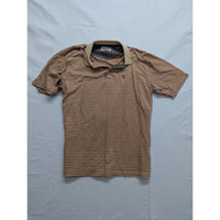 Vintage MC Authentic Brand Mens Polo Shirt XL Striped Brown & Beige 100% Combed