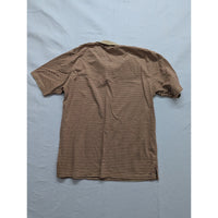 Vintage MC Authentic Brand Mens Polo Shirt XL Striped Brown & Beige 100% Combed