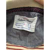 Vintage MC Authentic Brand Mens Polo Shirt XL Striped Brown & Beige 100% Combed
