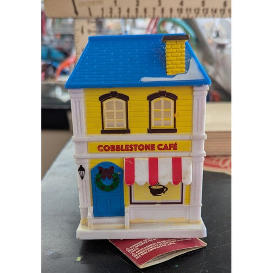 Cobblestone Corners Miniatures Yellow House LED Battery-Operated Model Figurine