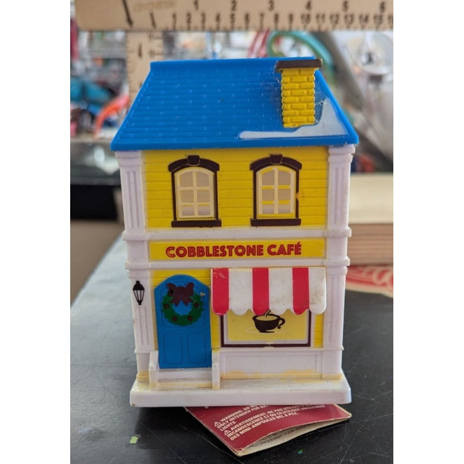 Cobblestone Corners Miniatures Yellow House LED Battery-Operated Model Figurine