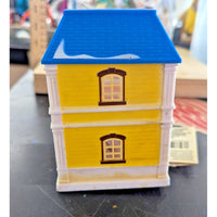 Cobblestone Corners Miniatures Yellow House LED Battery-Operated Model Figurine
