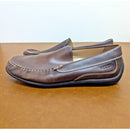 Ecco Mens Brown Leather Loafers Size 43 Casual Slip-On Shoes