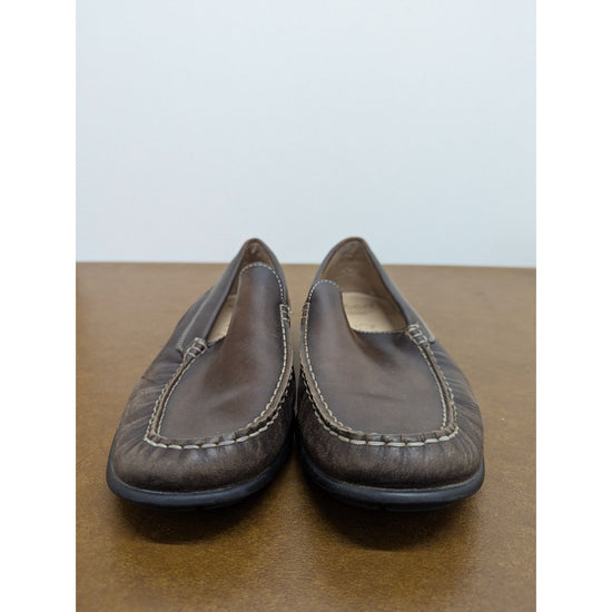 Ecco Mens Brown Leather Loafers Size 43 Casual Slip-On Shoes