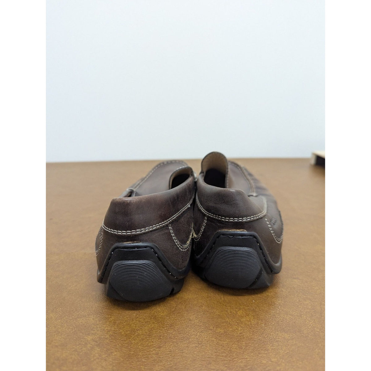 Ecco Mens Brown Leather Loafers Size 43 Casual Slip-On Shoes