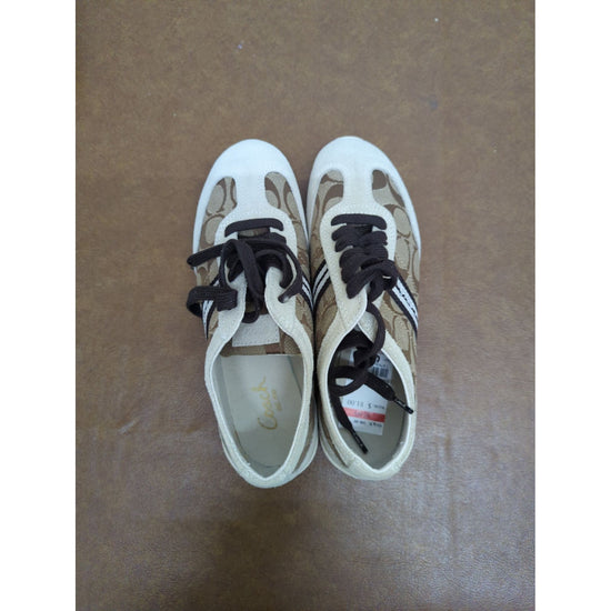 Coach Womens Beyla Sneakers Khaki/Parchment Signature Print Size 6 With Box
